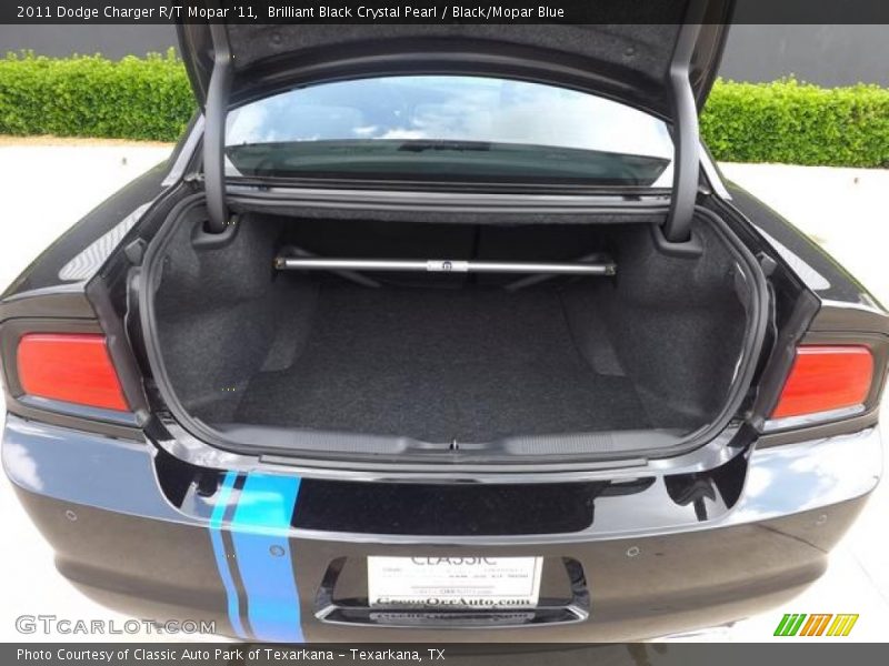 Brilliant Black Crystal Pearl / Black/Mopar Blue 2011 Dodge Charger R/T Mopar '11