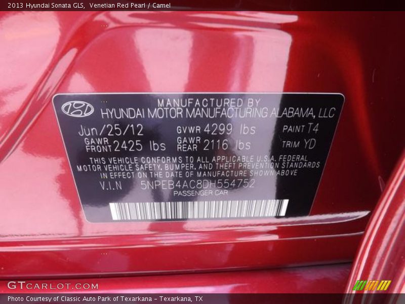 Venetian Red Pearl / Camel 2013 Hyundai Sonata GLS