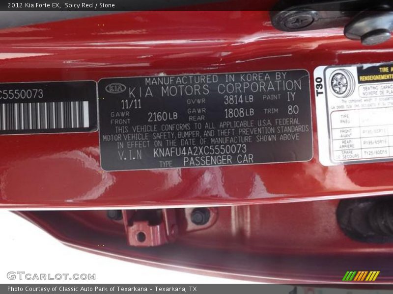 Spicy Red / Stone 2012 Kia Forte EX