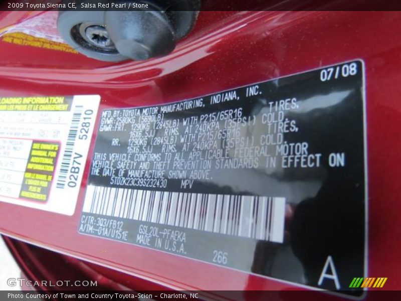 Salsa Red Pearl / Stone 2009 Toyota Sienna CE
