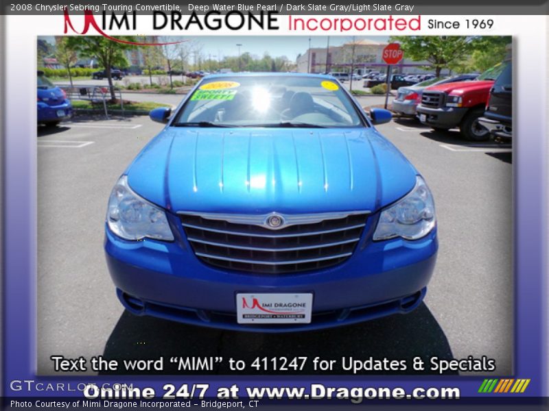 Deep Water Blue Pearl / Dark Slate Gray/Light Slate Gray 2008 Chrysler Sebring Touring Convertible