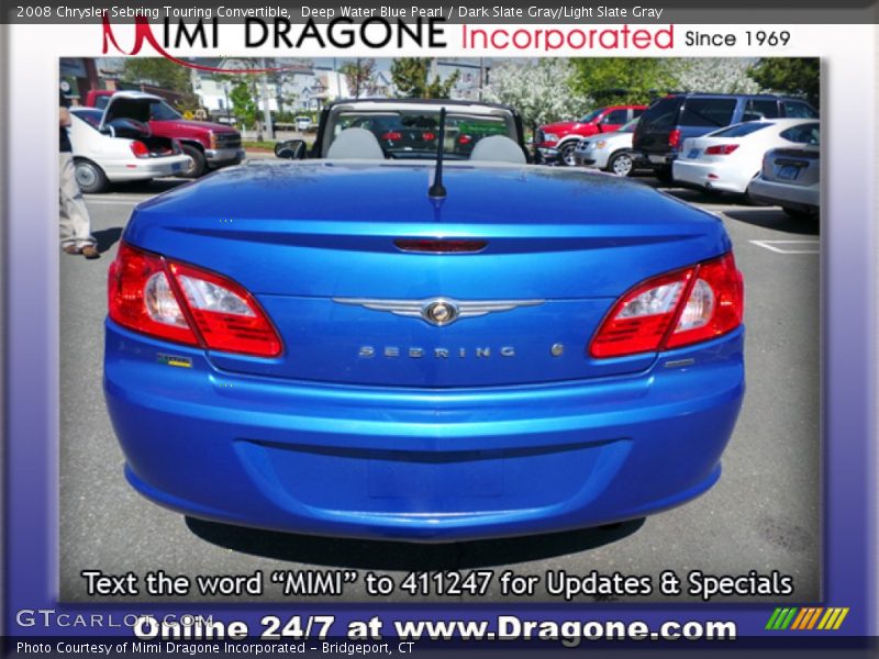 Deep Water Blue Pearl / Dark Slate Gray/Light Slate Gray 2008 Chrysler Sebring Touring Convertible