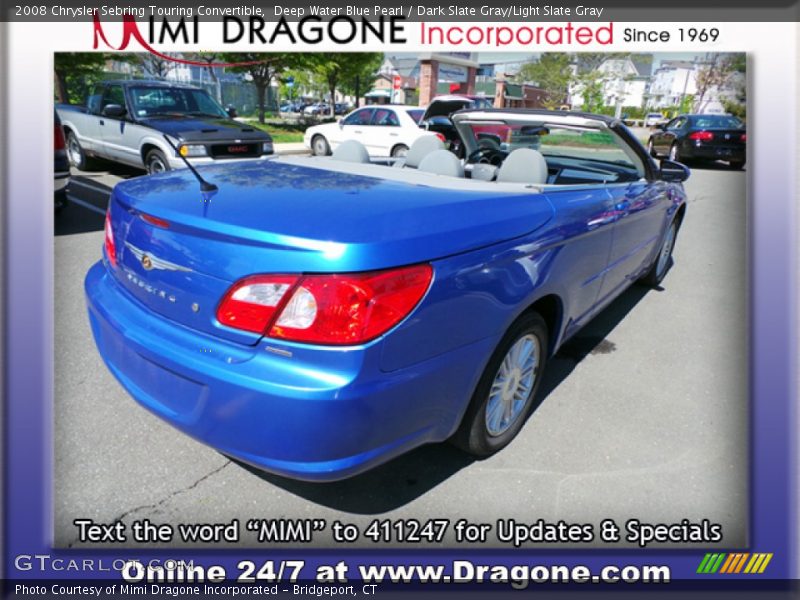 Deep Water Blue Pearl / Dark Slate Gray/Light Slate Gray 2008 Chrysler Sebring Touring Convertible