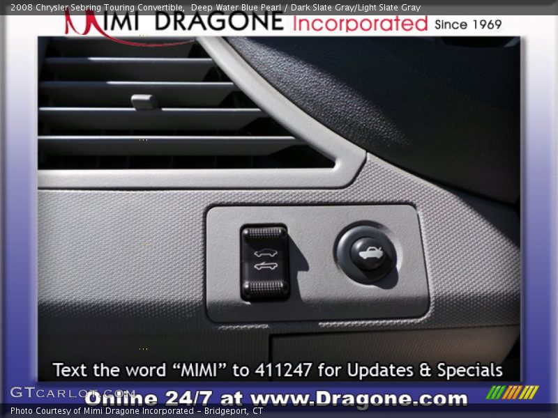 Deep Water Blue Pearl / Dark Slate Gray/Light Slate Gray 2008 Chrysler Sebring Touring Convertible