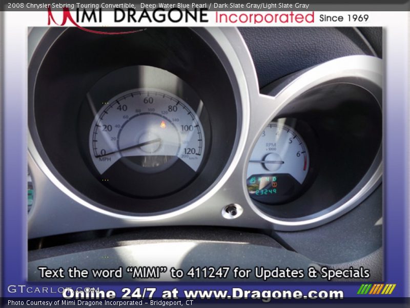 Deep Water Blue Pearl / Dark Slate Gray/Light Slate Gray 2008 Chrysler Sebring Touring Convertible