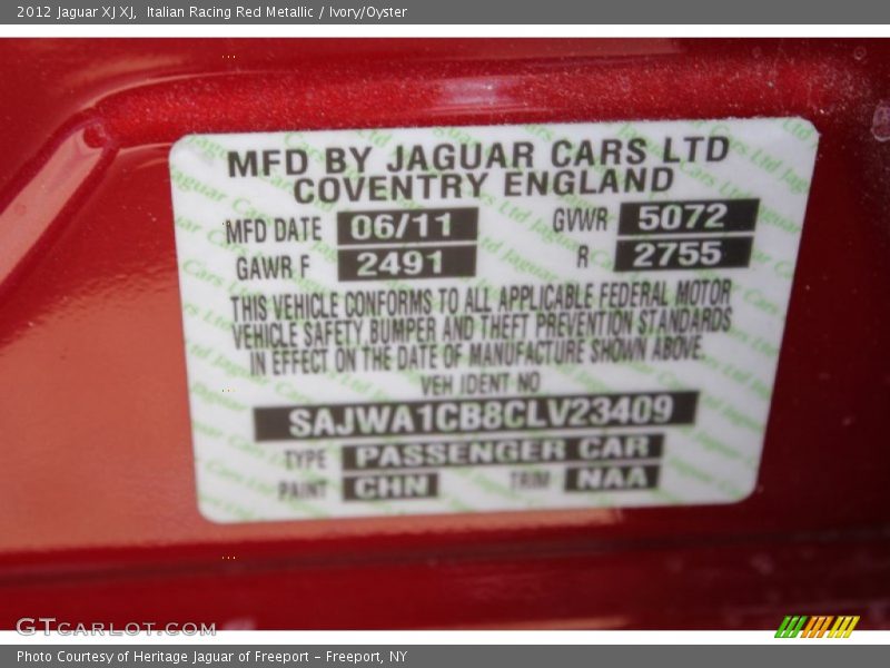 Italian Racing Red Metallic / Ivory/Oyster 2012 Jaguar XJ XJ
