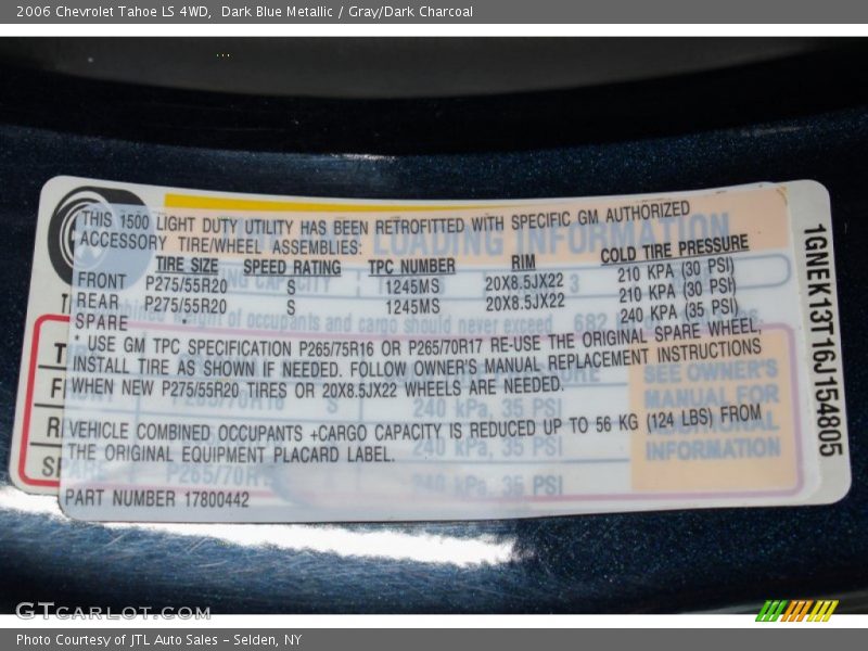 Dark Blue Metallic / Gray/Dark Charcoal 2006 Chevrolet Tahoe LS 4WD