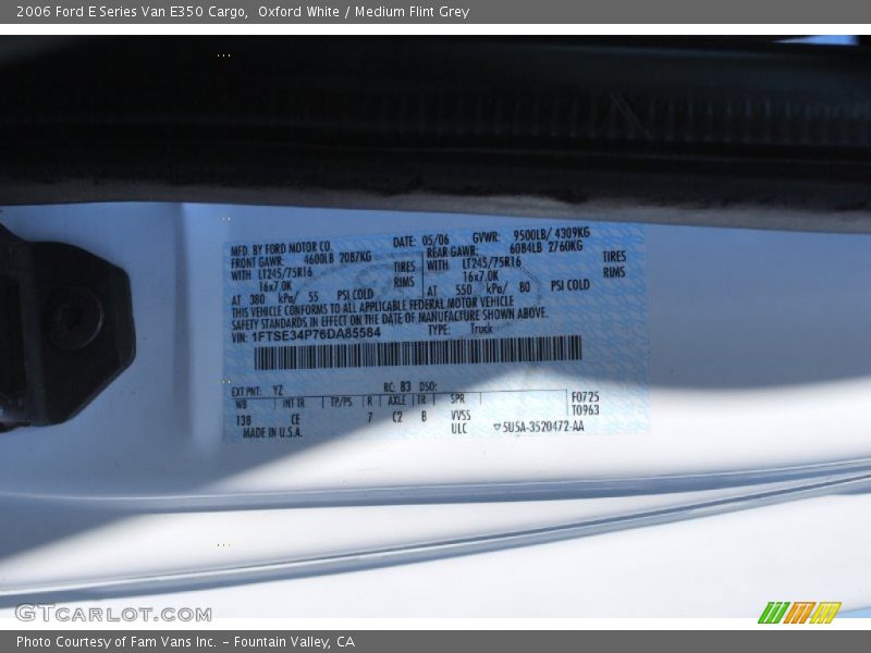 Oxford White / Medium Flint Grey 2006 Ford E Series Van E350 Cargo