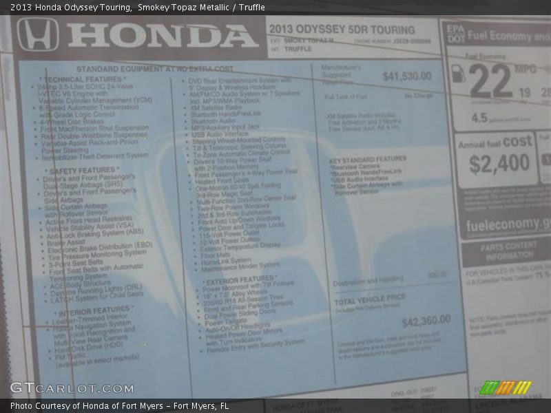 Smokey Topaz Metallic / Truffle 2013 Honda Odyssey Touring