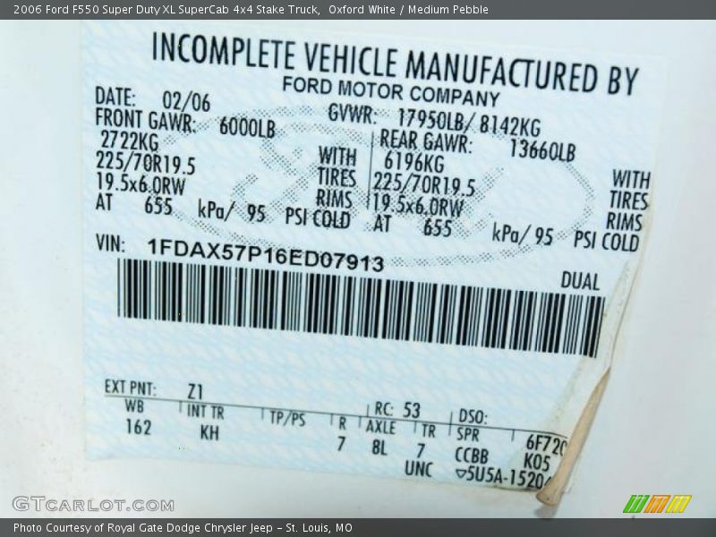 2006 F550 Super Duty XL SuperCab 4x4 Stake Truck Oxford White Color Code Z1
