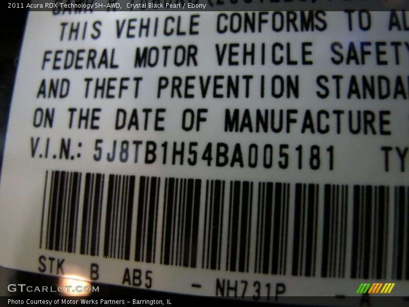 Crystal Black Pearl / Ebony 2011 Acura RDX Technology SH-AWD