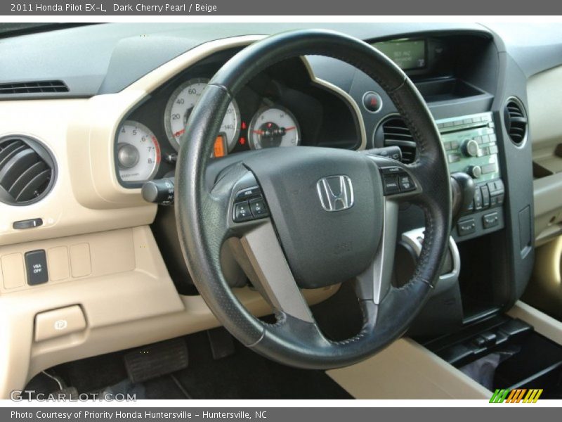 Dark Cherry Pearl / Beige 2011 Honda Pilot EX-L