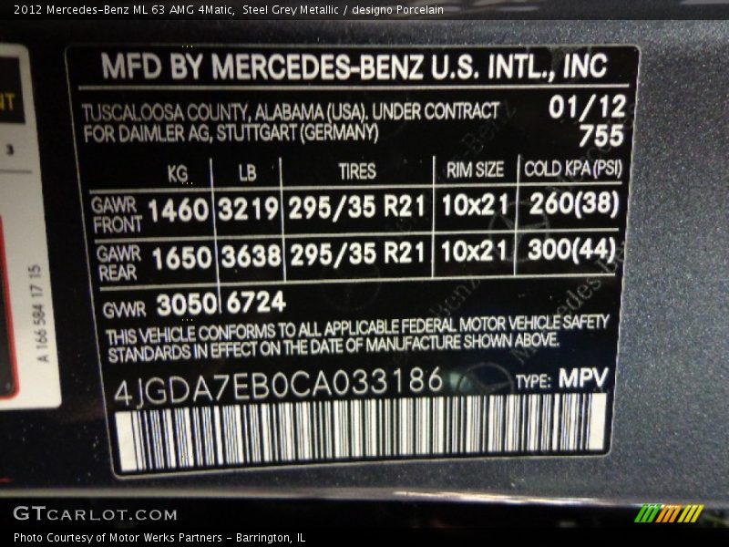 Steel Grey Metallic / designo Porcelain 2012 Mercedes-Benz ML 63 AMG 4Matic