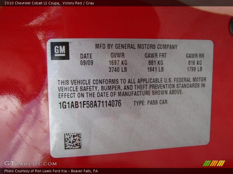 Victory Red / Gray 2010 Chevrolet Cobalt LS Coupe