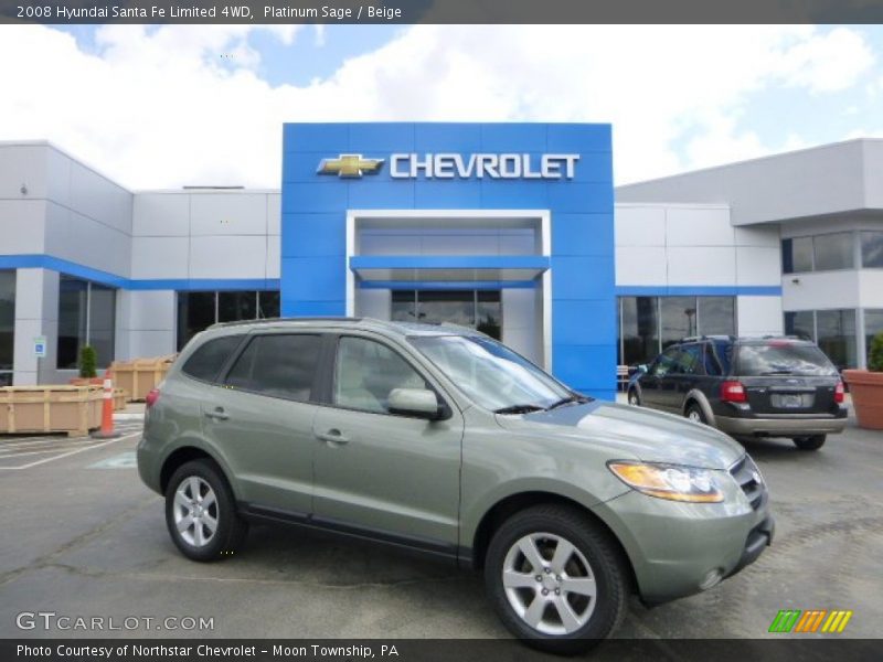 Platinum Sage / Beige 2008 Hyundai Santa Fe Limited 4WD
