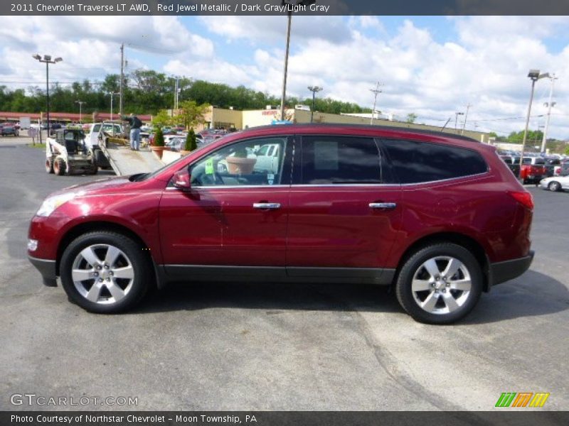 Red Jewel Metallic / Dark Gray/Light Gray 2011 Chevrolet Traverse LT AWD