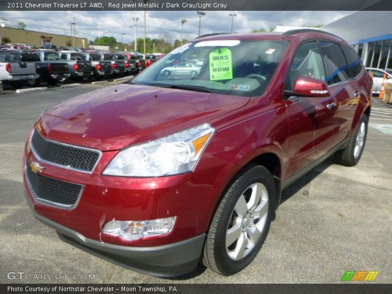 Red Jewel Metallic / Dark Gray/Light Gray 2011 Chevrolet Traverse LT AWD