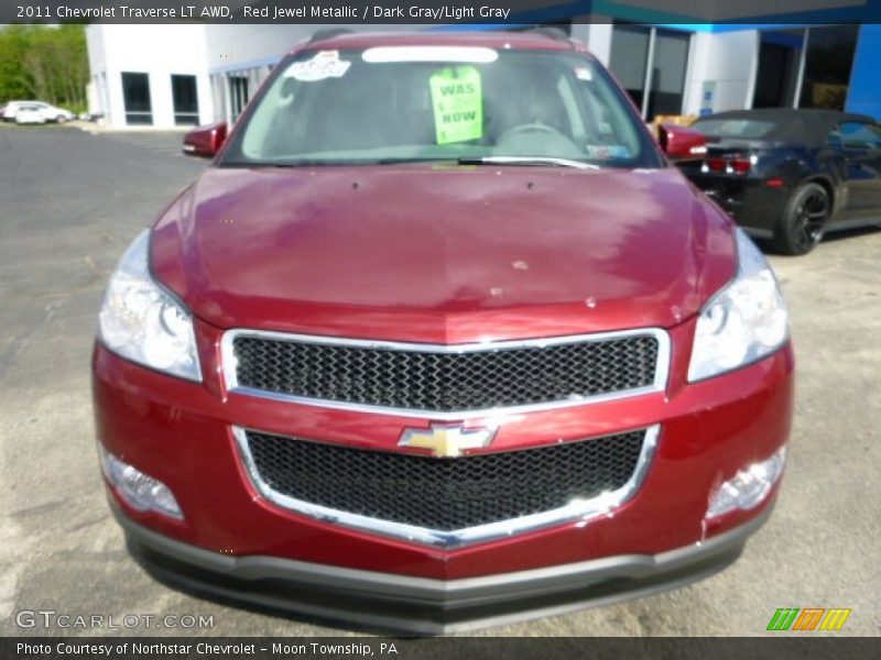 Red Jewel Metallic / Dark Gray/Light Gray 2011 Chevrolet Traverse LT AWD