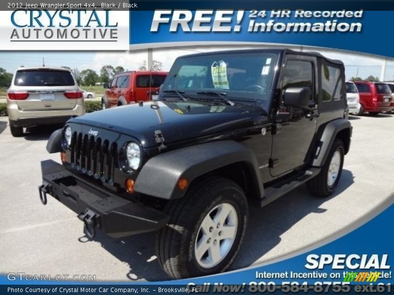 Black / Black 2012 Jeep Wrangler Sport 4x4