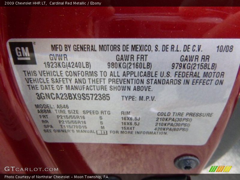 Cardinal Red Metallic / Ebony 2009 Chevrolet HHR LT