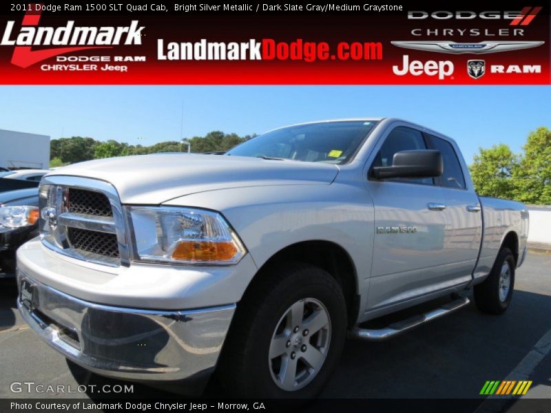 Bright Silver Metallic / Dark Slate Gray/Medium Graystone 2011 Dodge Ram 1500 SLT Quad Cab