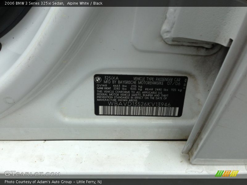 Alpine White / Black 2006 BMW 3 Series 325xi Sedan