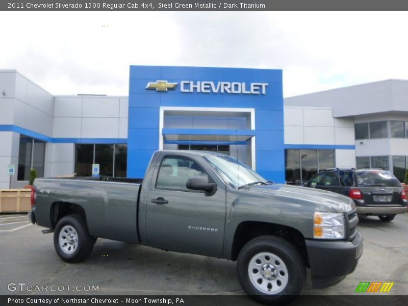 Steel Green Metallic / Dark Titanium 2011 Chevrolet Silverado 1500 Regular Cab 4x4