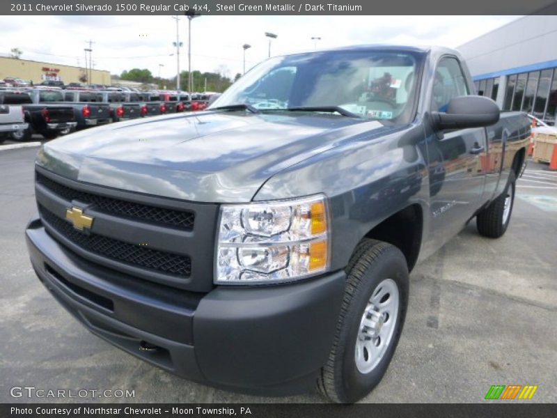 Steel Green Metallic / Dark Titanium 2011 Chevrolet Silverado 1500 Regular Cab 4x4
