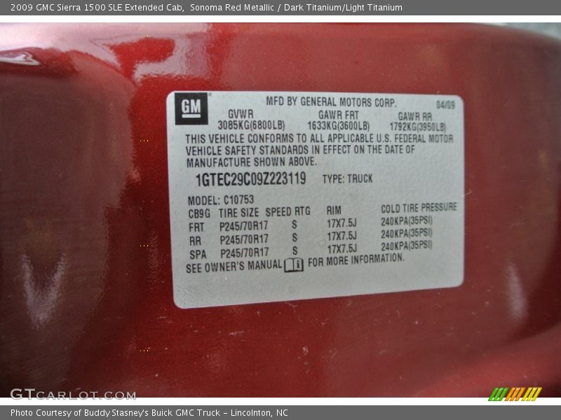 Sonoma Red Metallic / Dark Titanium/Light Titanium 2009 GMC Sierra 1500 SLE Extended Cab