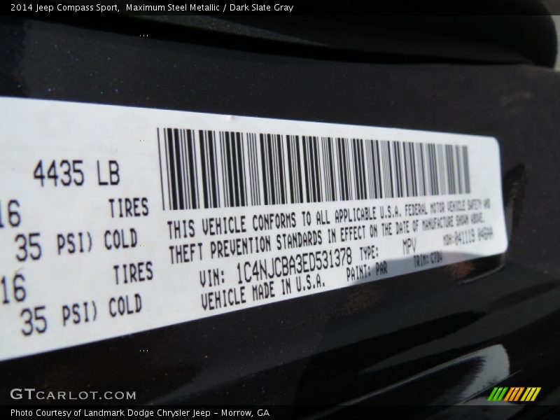 Maximum Steel Metallic / Dark Slate Gray 2014 Jeep Compass Sport