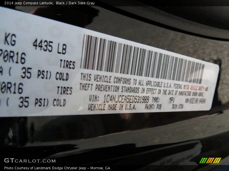 Black / Dark Slate Gray 2014 Jeep Compass Latitude