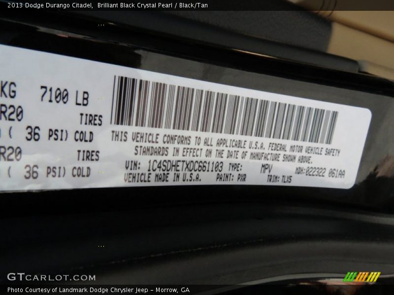 Brilliant Black Crystal Pearl / Black/Tan 2013 Dodge Durango Citadel