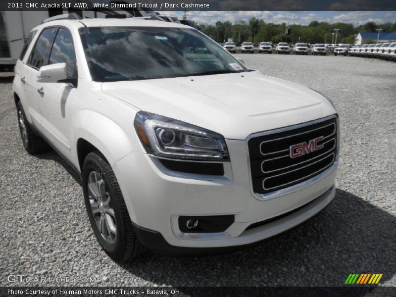 White Diamond Tricoat / Dark Cashmere 2013 GMC Acadia SLT AWD