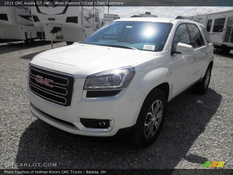 White Diamond Tricoat / Dark Cashmere 2013 GMC Acadia SLT AWD