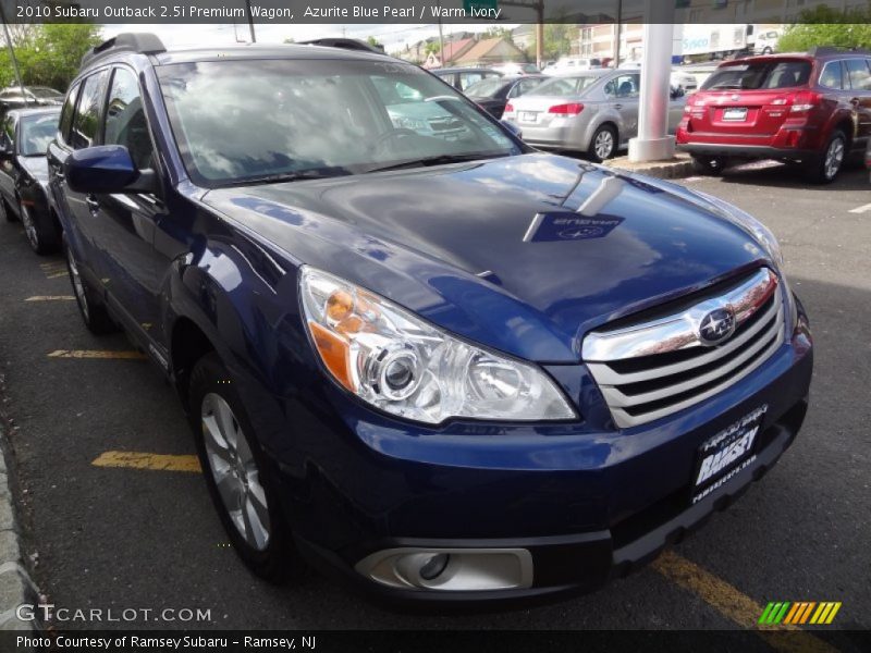 Azurite Blue Pearl / Warm Ivory 2010 Subaru Outback 2.5i Premium Wagon