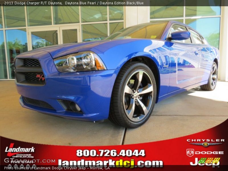 Daytona Blue Pearl / Daytona Edition Black/Blue 2013 Dodge Charger R/T Daytona