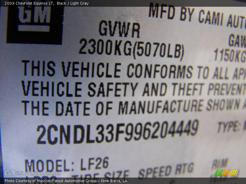Black / Light Gray 2009 Chevrolet Equinox LT