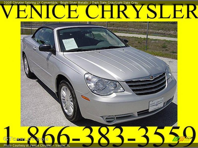 Bright Silver Metallic / Dark Slate Gray/Light Slate Gray 2008 Chrysler Sebring LX Convertible