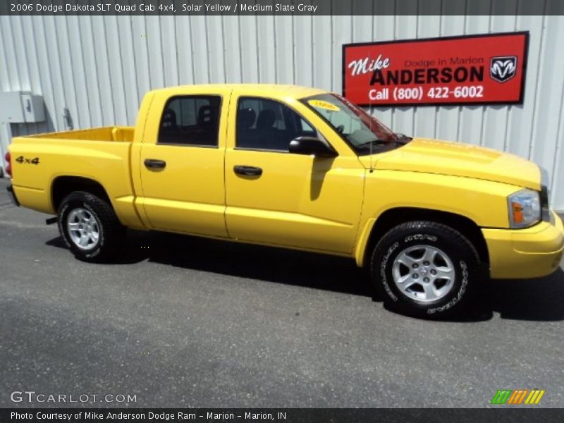 Solar Yellow / Medium Slate Gray 2006 Dodge Dakota SLT Quad Cab 4x4