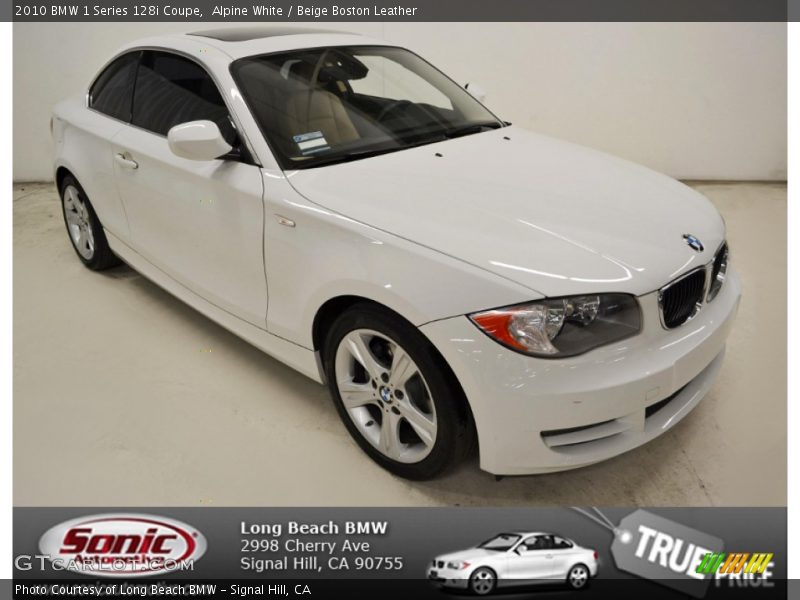 Alpine White / Beige Boston Leather 2010 BMW 1 Series 128i Coupe