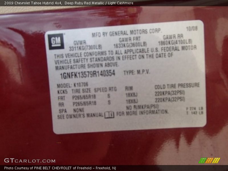 Deep Ruby Red Metallic / Light Cashmere 2009 Chevrolet Tahoe Hybrid 4x4