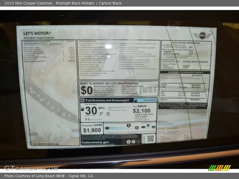 Midnight Black Metallic / Carbon Black 2013 Mini Cooper Clubman