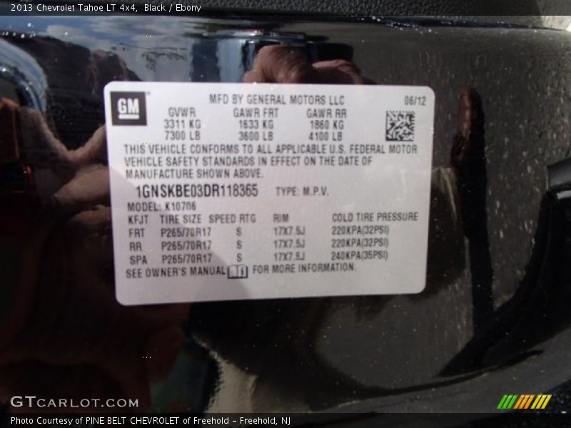 Black / Ebony 2013 Chevrolet Tahoe LT 4x4