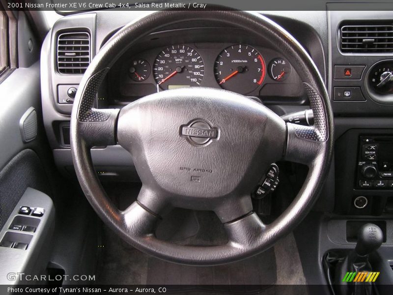 Salsa Red Metallic / Gray 2001 Nissan Frontier XE V6 Crew Cab 4x4