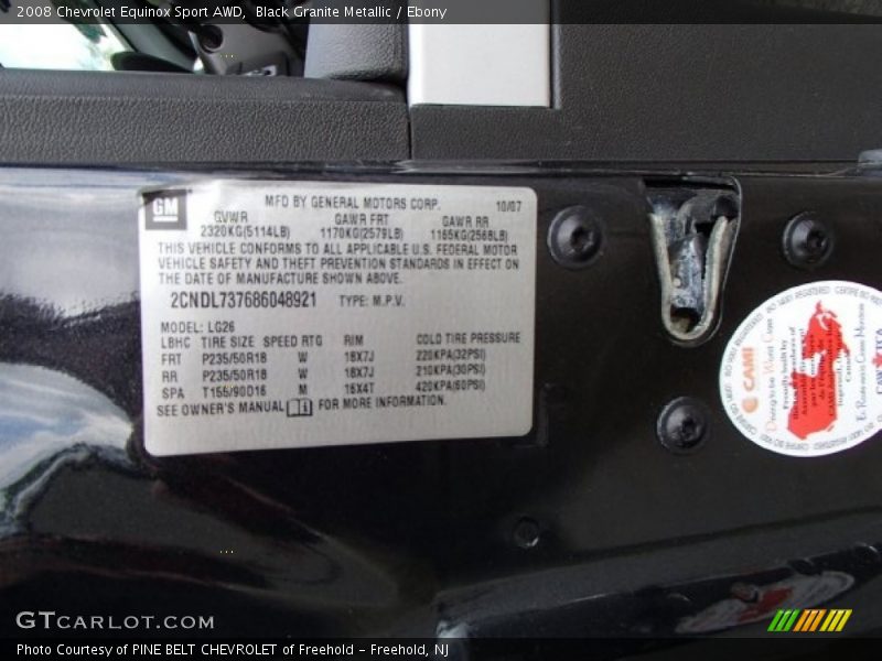 Black Granite Metallic / Ebony 2008 Chevrolet Equinox Sport AWD