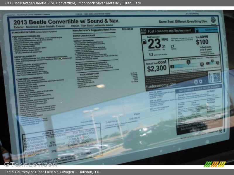 Moonrock Silver Metallic / Titan Black 2013 Volkswagen Beetle 2.5L Convertible