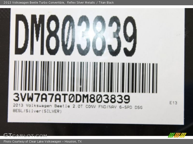 Reflex Silver Metallic / Titan Black 2013 Volkswagen Beetle Turbo Convertible