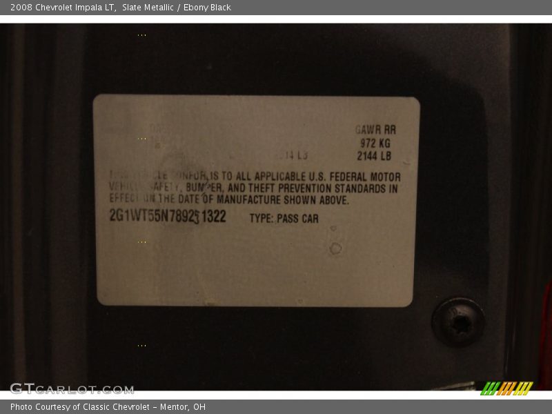 Slate Metallic / Ebony Black 2008 Chevrolet Impala LT