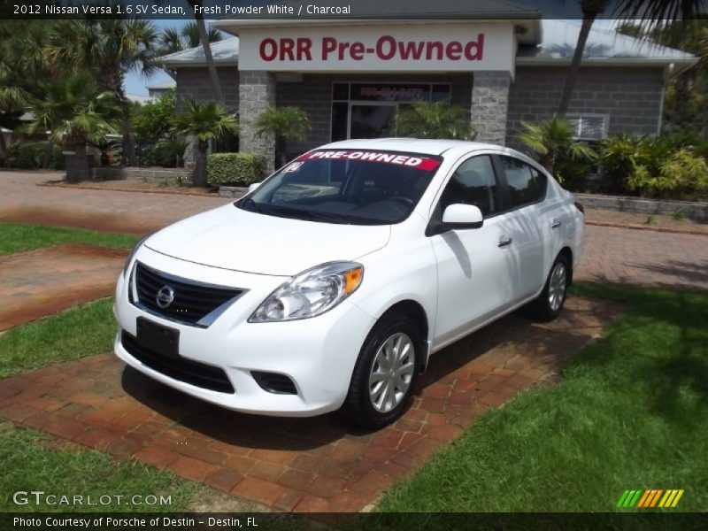 Fresh Powder White / Charcoal 2012 Nissan Versa 1.6 SV Sedan