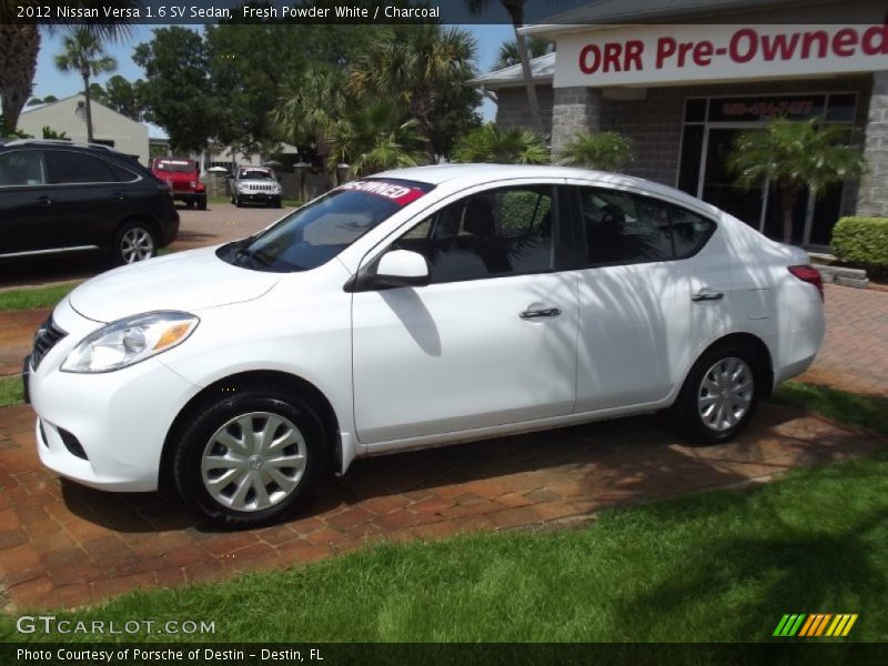 Fresh Powder White / Charcoal 2012 Nissan Versa 1.6 SV Sedan